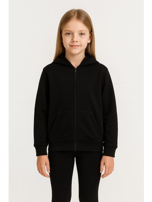 Gigi Giyim Düz Renk Unisex Kapüşonlu Çocuk Ceket