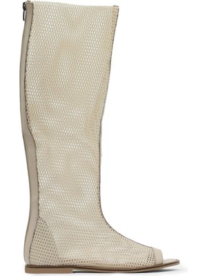 Bueno Shoes Bej File-Deri Kadın Düz Çizme 30WC371 30WC371