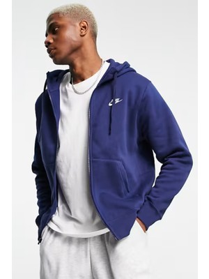 Nike Sportswear Club Full Zip Hoodie Şardonlu Erkek Lacivert Sweatshirt