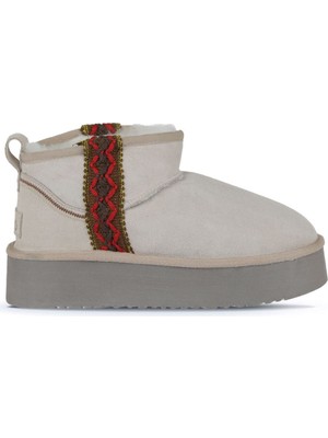 Bueno Shoes Bej Süet Kadın Dolgu Topuklu Bot 05AG2094054 05AG2094054