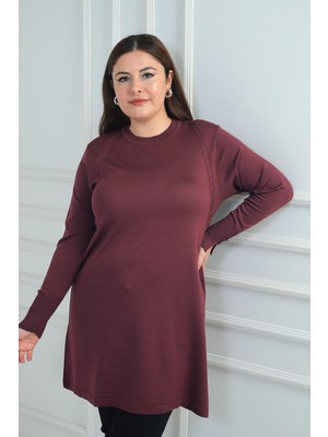 By Saygı Kadın Ön Yanlar Saç Örgülü Büyük Beden Soğuk Iplik Tunik Bluz