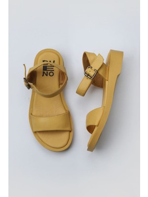Bueno Shoes Sarı Deri Kadın Düz Sandalet 01WY2900 01WY2900