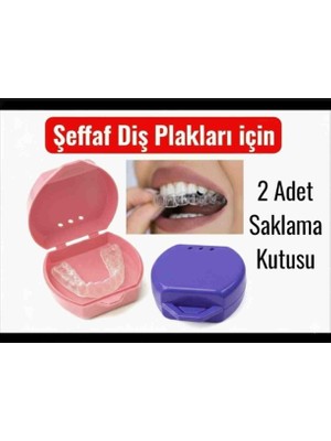 Vulli Gece Plakları Için Saklama Kabı 2 Adet Şeffaf Diş Plağı Kutusu