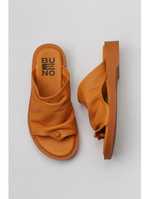 Bueno Shoes Turuncu Deri Kadın Düz Terlik 01WY2910 01WY2910