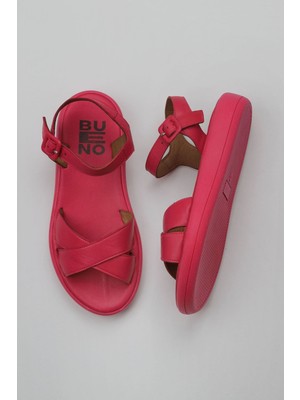 Bueno Shoes Fuşya Deri Kadın Düz Sandalet 01WY2301 01WY2301