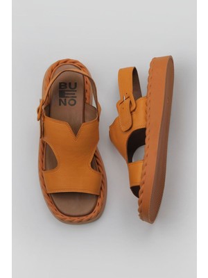 Bueno Shoes Turuncu Deri Kadın Düz Sandalet 01WY9104 01WY9104