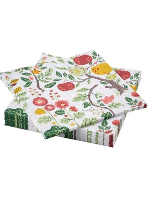 Ikea Havsbraxen Desenli Peçete Çok Renkli 33X33 cm 30 Adet