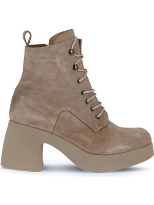 Bueno Shoes Vizon Süet Kadın Topuklu Bot 01WZ7001 01WZ7001