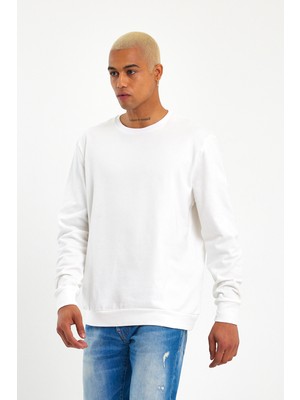 Superlife Süperlife Erkek Gri Bisiklet Yaka Ribanalı Regular Fit Sweatshirt SPR26SWK930