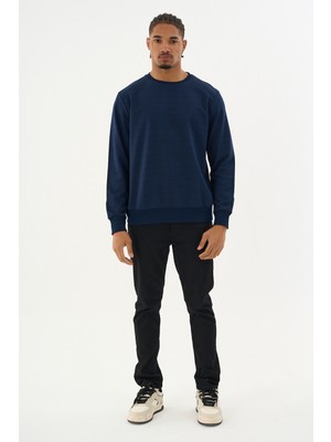 Superlife Süperlife Erkek Gri Bisiklet Yaka Ribanalı Regular Fit Sweatshirt SPR26SWK930