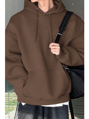 Genius Store Erkek Sweatshirt Kanguru Cepli  Içi Polarlı 3 Iplik Kapüşonlu Oversize sweatshirt Kanguru-Sweatshırt