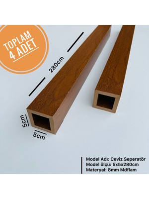 5CMX5CMX280CM Mdf Ahşap Seperatör Paravan Ayrıcı Bölme Porfili (4 Adet)