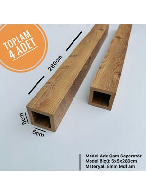 5CMX5CMX280CM Mdf Ahşap Seperatör Paravan Ayrıcı Bölme Porfili (4 Adet)