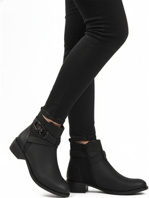 Aspor Siyah Zümrüt Içi Kürklü Fermuarlı Kadın Topuklu Bot