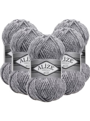 Alize Süperlana Maxi Yünlü Örgü Iplği/kalın Chunky Iplik/el Örgü İPI/ 801 Açık Gri Melanj