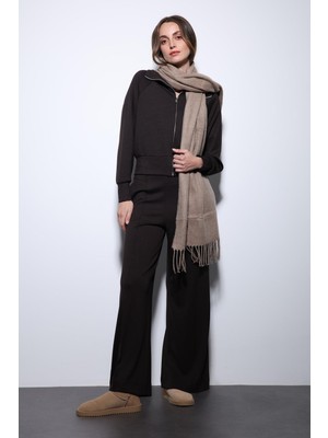 Antioch Koyu Kahve Fermuarlı Kadın Eşofman Takım