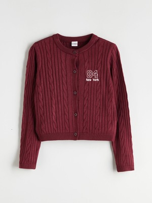 Lc Waikiki Yeni Sezon Bisiklet Yaka New York Nakışlı Kız Çocuk Triko Hırka