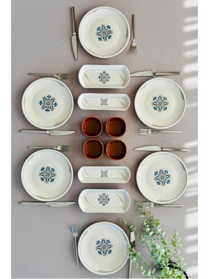 Venüs Home Decoration Efsun Serisi 6 Kişilik 14 Parça Sosluklu Modern Kahvaltı Takımı