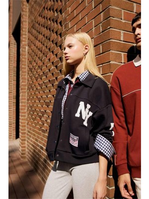 DeFacto Polo Yaka Baskılı Çıtçıtlı Bomber Ceket F9241AX25WN