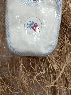 ArtukTekstil 3’lü Bebek Mama Önlüğü Seti – Mavi Kenarlı Denizci Çapa Desenli