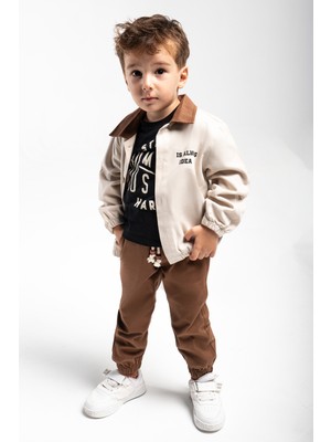 tinytrends Erkek Çocuk Gabardin Ceket ve Jogger Pantolon 3'lü Takım Elbise