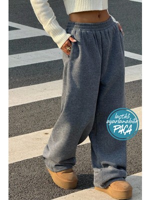 BSBSPOR Antrasit Renkli Bol Kesim Kadın Erkek Ayarlanabilir Paçalı Baggy Eşofman Altı Yeni Sezon