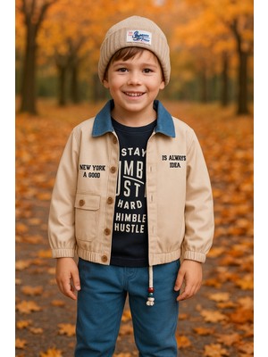 tinytrends Erkek Çocuk Gabardin Ceket ve Jogger Pantolon 3'lü Takım Elbise