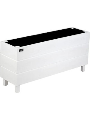 Faev Alaçatı Model Ahşap Saksı 75X27X45CM Dış Mekan Dekoratif Bahçe & Balkon Çiçekliği - Hazır Kurulu Beyaz