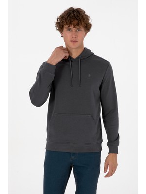 U.S. Polo Assn. Erkek Regular Fit Kapüşonlu Grı Basic Sweatshirt 50313720-VR024