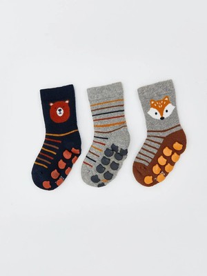 LC Waikiki Kaydırmaz Tabanlı Erkek Çocuk Soket Çorap 3'lü  (W5)