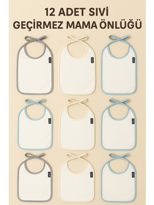 Meşeli Tekstil 12'li Sıvı Geçirmez Bebek Mama Önlüğü Seti | Yumuşak Yıkanabilir