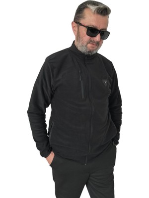Boya Moda Polar Battal Büyük Beden Kadın Erkek Unisex Kapşonsuz Fermuarlı 3 Cepli Sweet