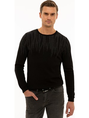 Pierre Cardin Erkek Siyah Slim Fit Triko Kazak 50227828-VR046