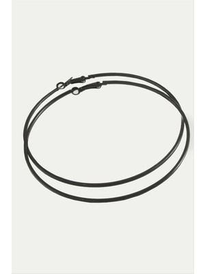 Zero Ds-Derin Ezme Çizgili Metal Halka Küpe 8-9-10 Cm-Siyah
