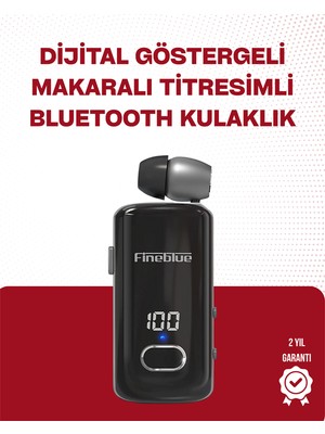 Zero Land Ds-Derin Fineblue F580 Bluetooth Kulaklık – Klipsli, Dijital Göstergeli, Su Geçirmez, 12 Saat Pil Ömürlü