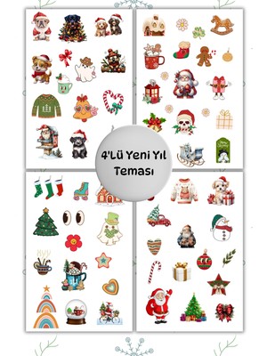 Birikiyedi 4'lü Yılbaşı/yeni Yıl/new Year Sticker Seti