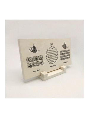 Renkli Doğaltaş Masaüstü Nazarlık ve Bereket Duası Baskılı 10X20 Dh-31