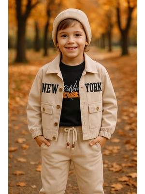 tinytrends Erkek Çocuk Cool Winter Newyork 3'lü Alt Üst Takım