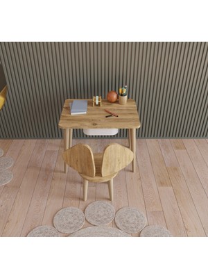 Kahverengi Montessori Çocuk Masası ve Sandalyeli Aktivite ve Çalışma Seti