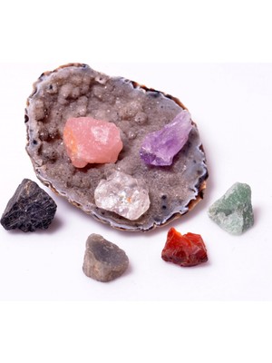7 Adet Renkli Doğal Taş Ham Kütle, Çakra ve Enerji Dengeleyici Set