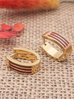 Renkli Sedefli Çelik Küpe - Modern ve Şık Tasarım