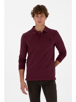 U.S. Polo Assn. Erkek Regular Fit Polo Yaka Koyu Bordo Basic Sweatshirt 50307757-VR177