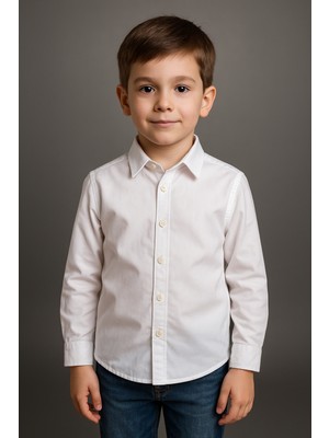 tinytrends Erkek Çocuk Uzun Kollu Beyaz Gömlek Classic Askı Papyon Takım Hediyeli