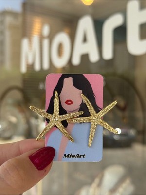 Şık Deniz Yıldızı Tasarımlı Küpe, Parlak ve Renkli Takı