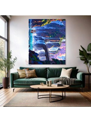 Artarilion Kanvas Dikey Duvar Tablosu Kanvas Şelale Gemi Ev Ofis Salon Modern Duvar Tablosu