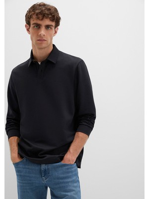 Mavi Düğme Detaylı Siyah Polo Tişört 0613043-900