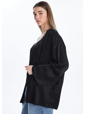 Lc Waikiki Yeni Sezon Şal Yaka Oversize Saten Kadın Kimono