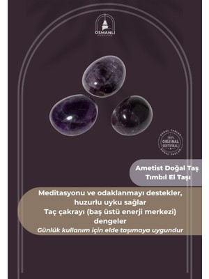 Mor Ametist Doğal Taş Tımbıl El Taşı, Şifa ve Enerji Kaynağı
