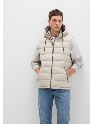 Mavi Kapüşonlu Bej Şişme Yelek 0110604-70144