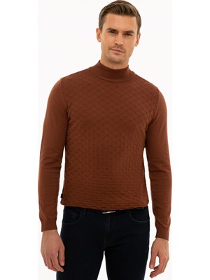 Pierre Cardin Erkek Camel Slim Fit Triko Kazak 50233720-VR015
